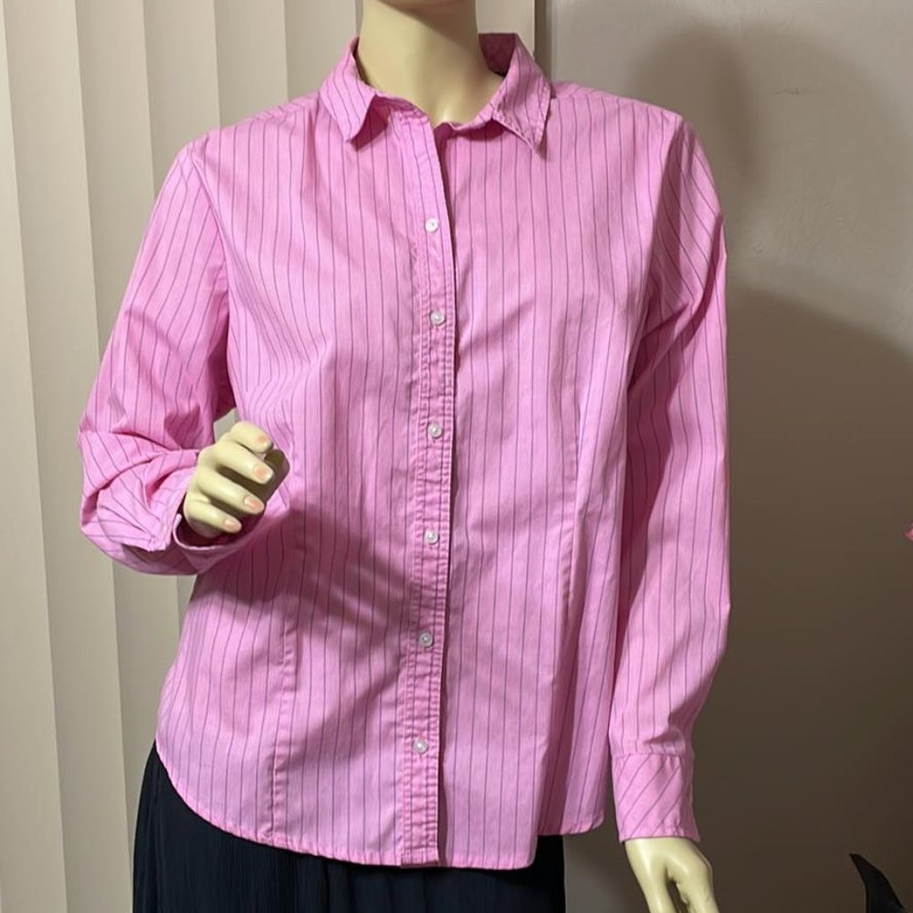 Women's Large Lee Rider Dress Shirt Pink Blue New Condition - Picture 1 of 2